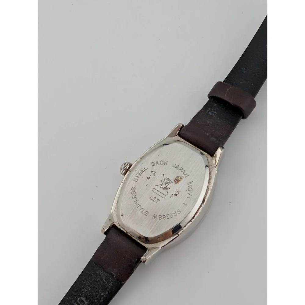 Avon Watch Women 21mm Silver Case Brown Leather Band- New‎ Battery